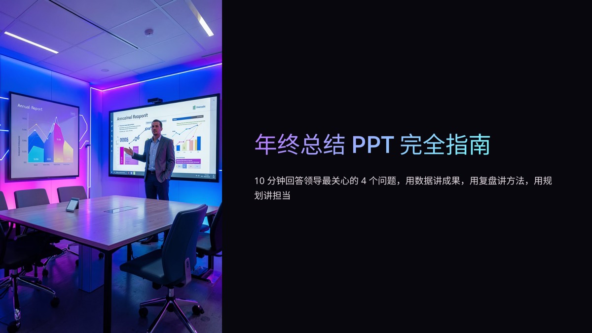 年终总结 PPT 怎么做:10 页结构与写法模板(2026 版) — 1