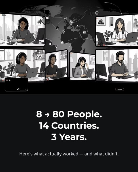 LinkedIn 轮播：远程团队从 8 人到 80 人的 5 条经验
