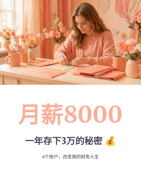 小红书图文：月薪 8000 的 4 个账户理财法